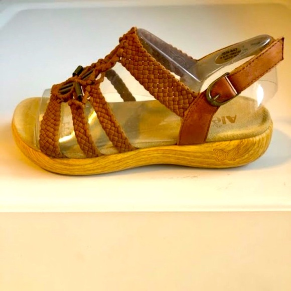NWT ALEGRIA Jena Cognac Leather Slingback Sandal 6.5 - Picture 4 of 10